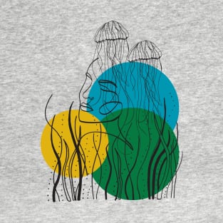 Minimalist Jellyfish - Line Art Abstract T-Shirt